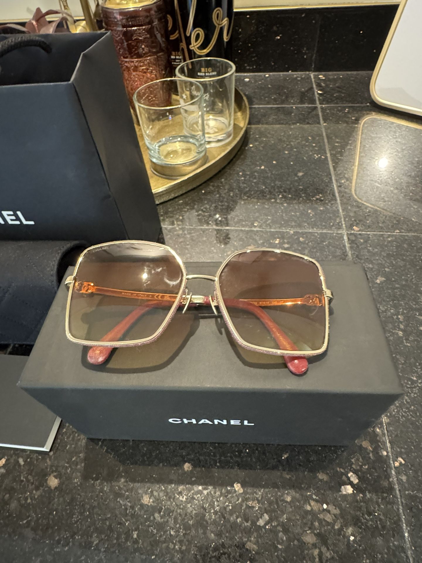Chanel Sunglasses 4288-Q c.418/14 Pale Gold Frames with Orange Gradient Lenses