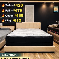 Queen Mattress Come With Bed 🛌 Frame And  Free Box Spring - Free Delivery 🚚 Today To Reasonable Distance 