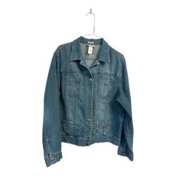 Women’s Jones & New York Sport Button Down Jean Jacket Like New Condition  Stretch Measurements shown in pictures  Size XL