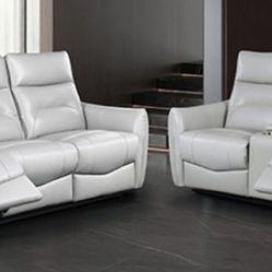 Brand New Taupe Leather Power Reclining Sofa & Loveseat