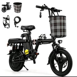 Folding Electric Bike with Front Basket