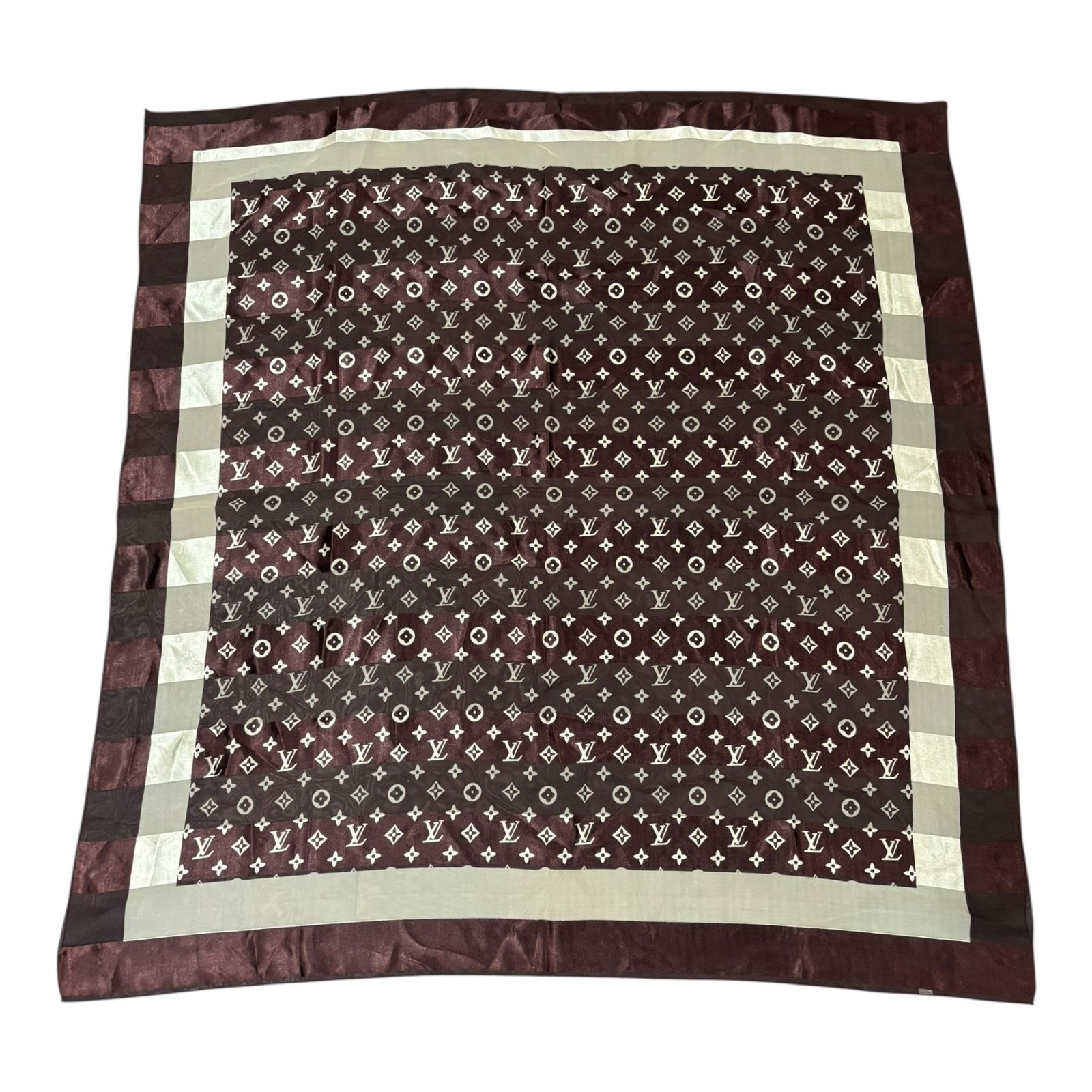Louis Vuitton Monogram 100% Silk Scarf 39” X 39”