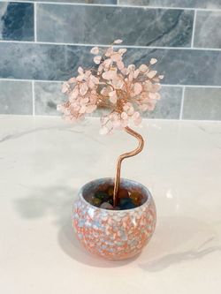 Arbol de la vida con base de cerámica cuarzo rosa