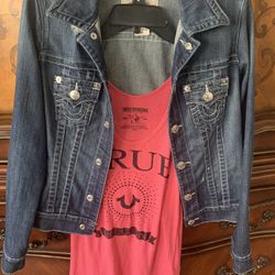 Women True Religion Jeans Jacket And Tank Top M