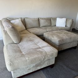 Beige Sectional Sofa Couch Sala Ottoman 