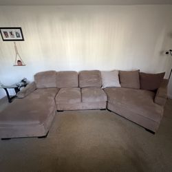 Tan Microfiber Sectional Couch! Need Gone Asap!