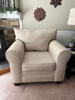 Beige Upholstered Armchair