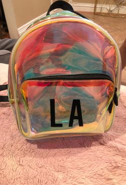 Pink holographic small backpack