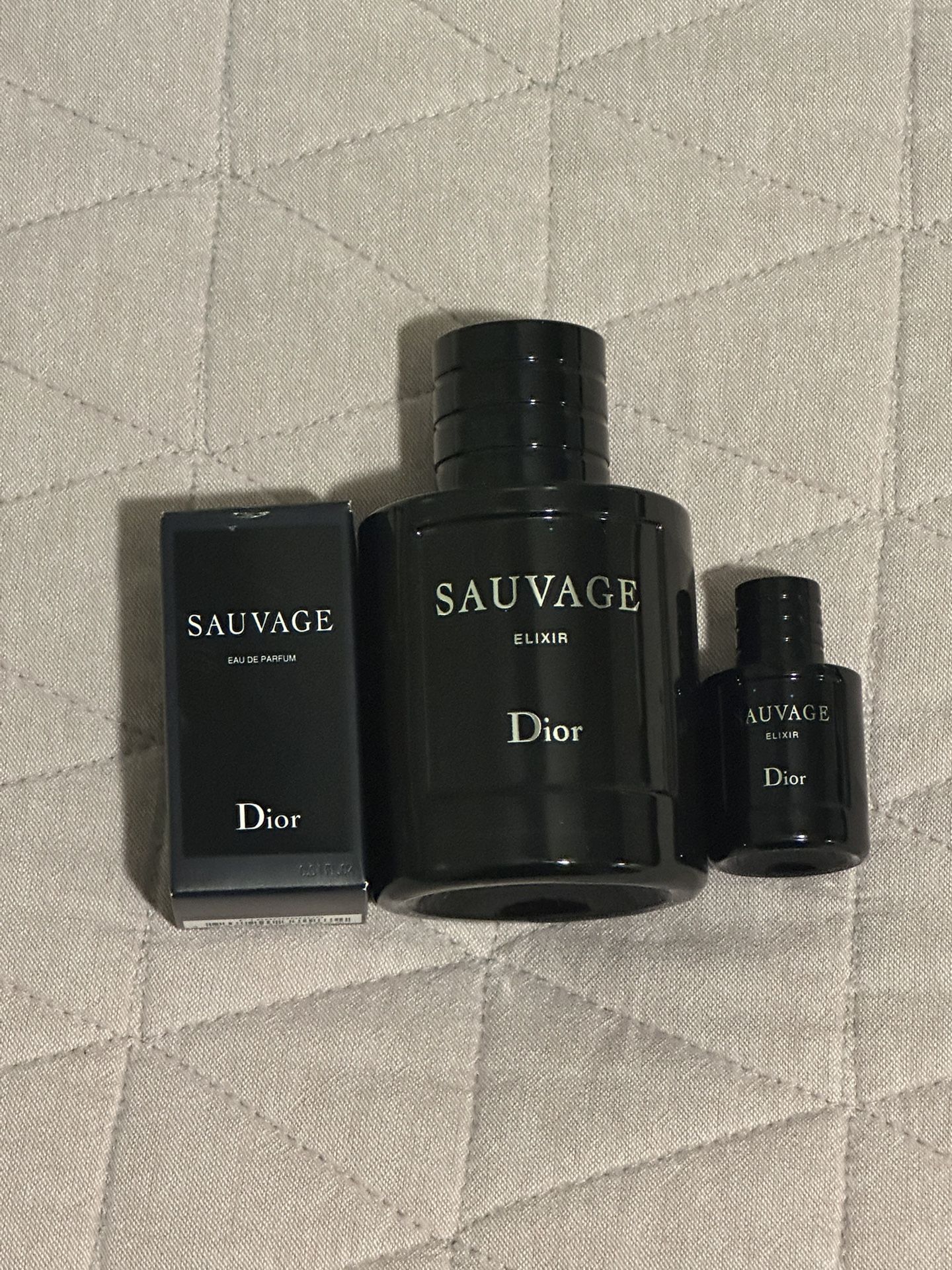 Dior Sauvage Elixir Set (Full, Travel Mini) + EDP Sample – Original
