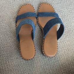 Blue strap wedges size 6
