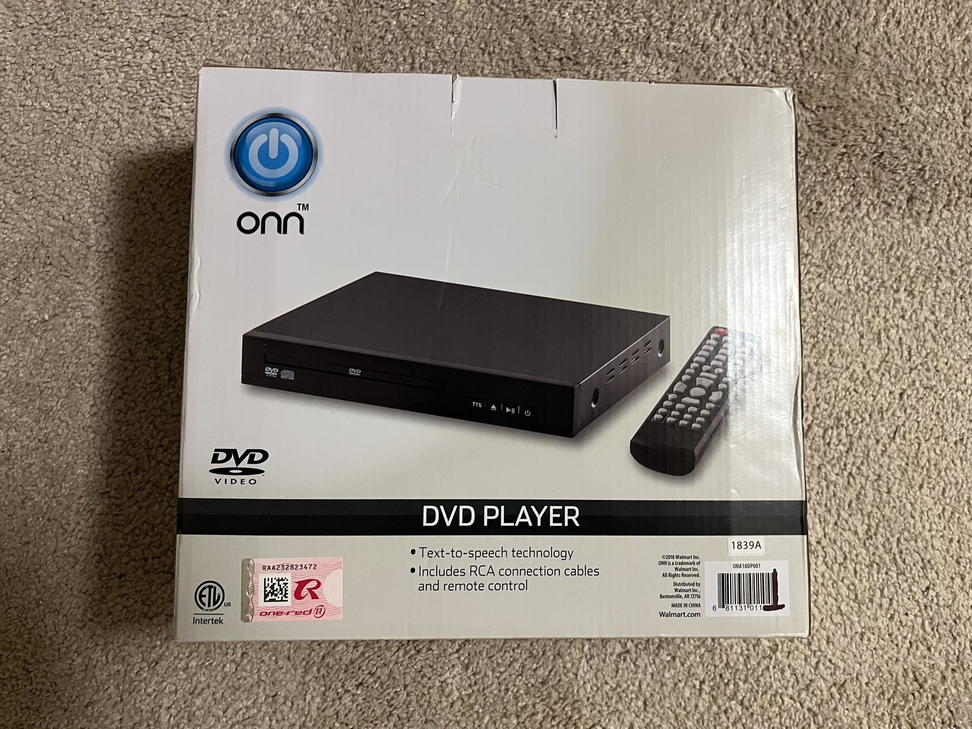 New onn DVD player