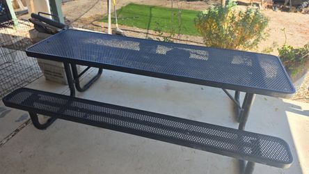 Heavy-duty commercial-grade picnic table.