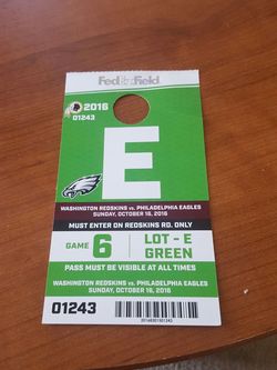 Redskins Eagles Parking pass