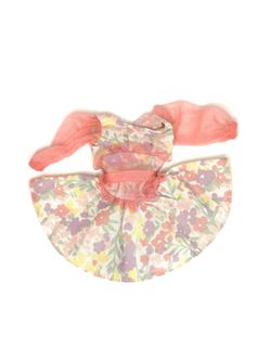 Pastel Colored Floral Print with Tulle Sleeves Dress and Light Pink Close-Toed Heels from Vintage 1992 Mattel “Spring Bouquet Barbie Special Edition #