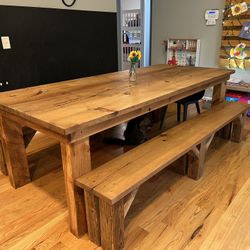 Barn Wood Table and Benches 