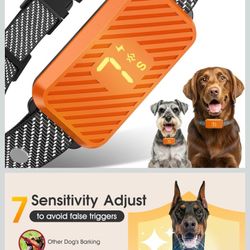 Dog Bark Collar for Large Medium Small Dogs, Effective No-Bark Collar, Smart Barking Collar, Rechargeable Bark Collar with 7-Level Sensitivity, 3 Beep