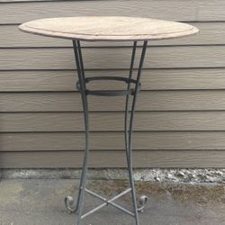 Vintage Wood & Wrought Iron Tall Bistro Table