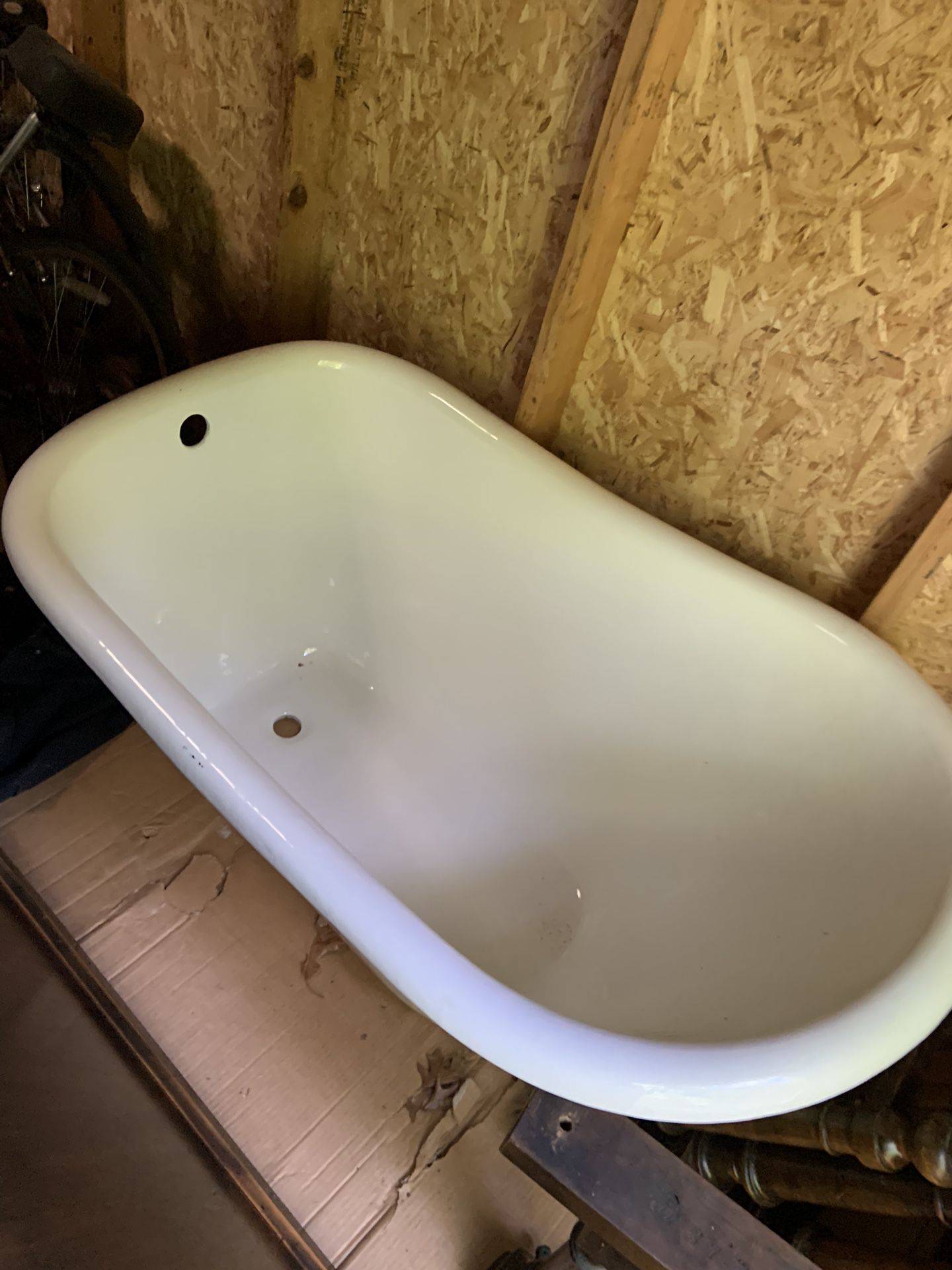 Wallace 52” Cast Iron Soaking Clawfoot Tub with Pre-Drilled Overflow Hole - NEW