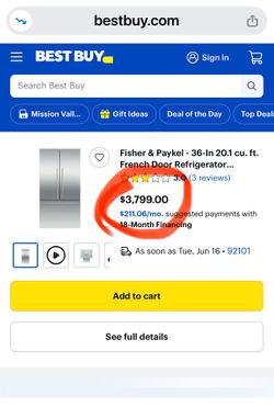 High end refrigerator In excellent condition. Like new . Didn’t fit my space. My loss is your gain. Must bring at least two strong guys and a dolly to
