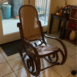Vintage Wooden Rocking Chair/Rattan Style  