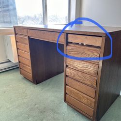 Solid Oak Desk, Vintage