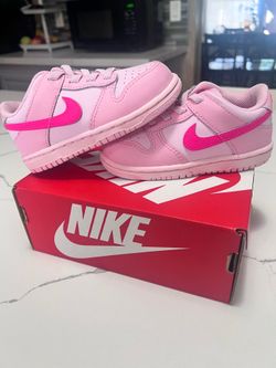 Toddler soft pink Nike dunks