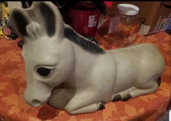 Empire, Christmas Nativity Holiday Donkey Blow Mold, Gray Color, Indoor and Outdoor, Measures 19" Width, Retired, Good Condition.