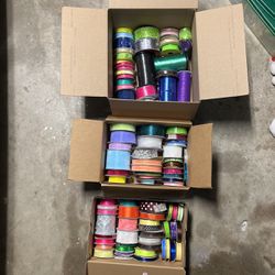3 Boxes of Ribbon - New & Opened - 91 Spools