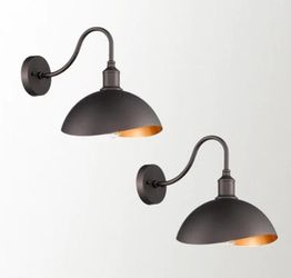 Emliviar Gooseneck Barn Lights 2 Pack, Vintage Farmhouse Wall Sconces, Oil Rubbed Bronze Finish, 1902M-2 WD ORB