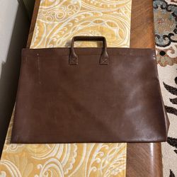 Vintage Leather Document Briefcase Portfolio Laptop Bag Attache Case