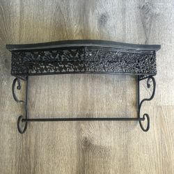 Black Wood And Iron Towel / Shelf 