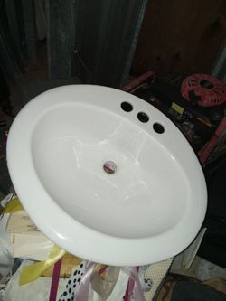 White Oval Drop-In Bathroom Sink