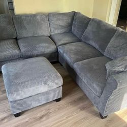 New Gray Corduroy Sectional Couch! Includes Free Delivery 🚚! Free Assembly!