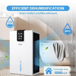 Dehumidifier, Dehumidifier for Home, 98 OZ Water Tank, (1000 sq.ft) Dehumidifiers for Bathroom Bedroom Basement with Auto Shut Off, Digital Display, R