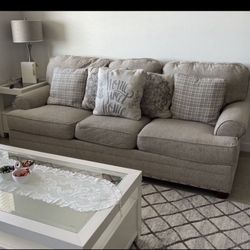 Sofa Couch With Pillows And Ottoman 