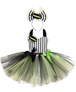 Girl's Beetlejuice Inspired Costume Dress & Headband size (5-6) (7-8) (9-10) available