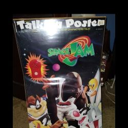 Michael Jordan SEALED Original Space Jam Poster With Bugs Bunny Also Talks