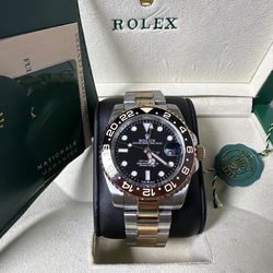 (750$)Rolex GMT-Master II Root Beer 126711CHNR 40mm Two Tone Rose Gold Steel Oyster Bracelet