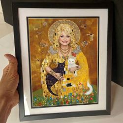 (8”x10”) Framed Dolly Parton in the Style of Gustav Klimt art print