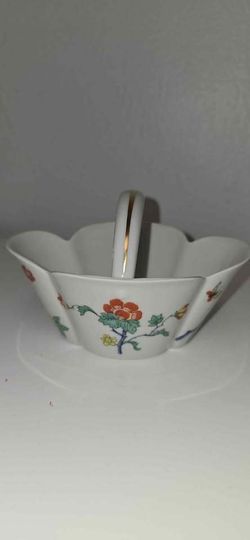 Haviland France Limoges Shalimar SmallPorcelain Handle Basket Floral Butterfly