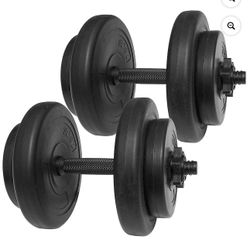 BalanceFrom Adjustable Vinyl Dumbbell Set, 40 lbs (20 lbs Pair), Black