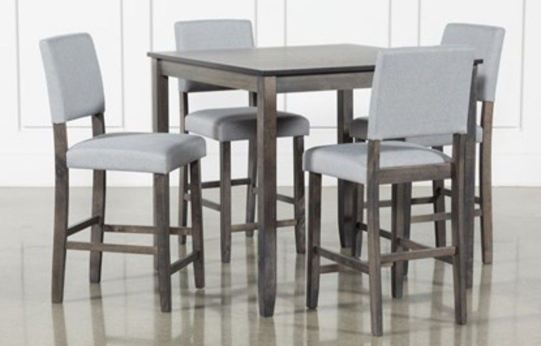5 pc( grey finish wood counter height dining table set)