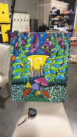 Original Psychedelic Mushroom Canvas Painting