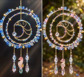 Beaded Wire Suncatcher with Crystal Pendant