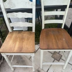 2 All Wood Bar Height Chairs Very Sturdy. 