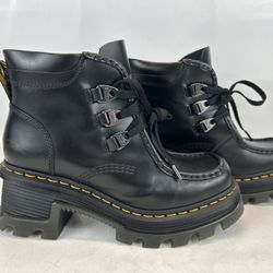 Dr. Martens Corran 3-Eye Atlas Leather Heeled Boots (Black) Size 9