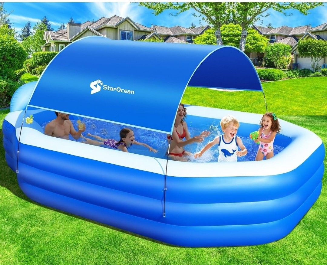 Inflatable Pool With Canopy (Blue)
