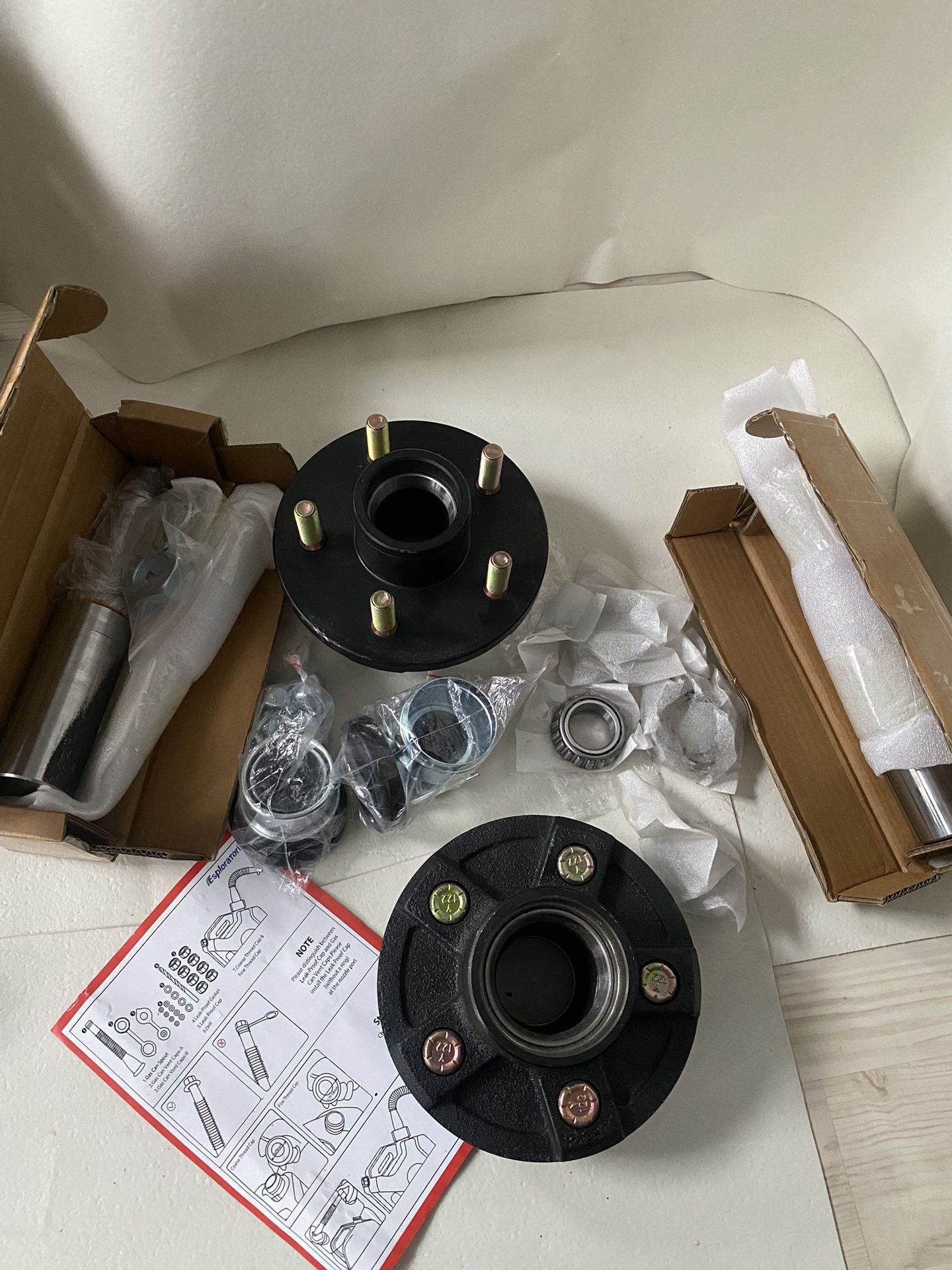 Trailer Axle Kit with 5 on 5" Trailer Idler Hub & #84 Spindle for 3500 lbs Trailer Idler Hub Kit,2 Sets