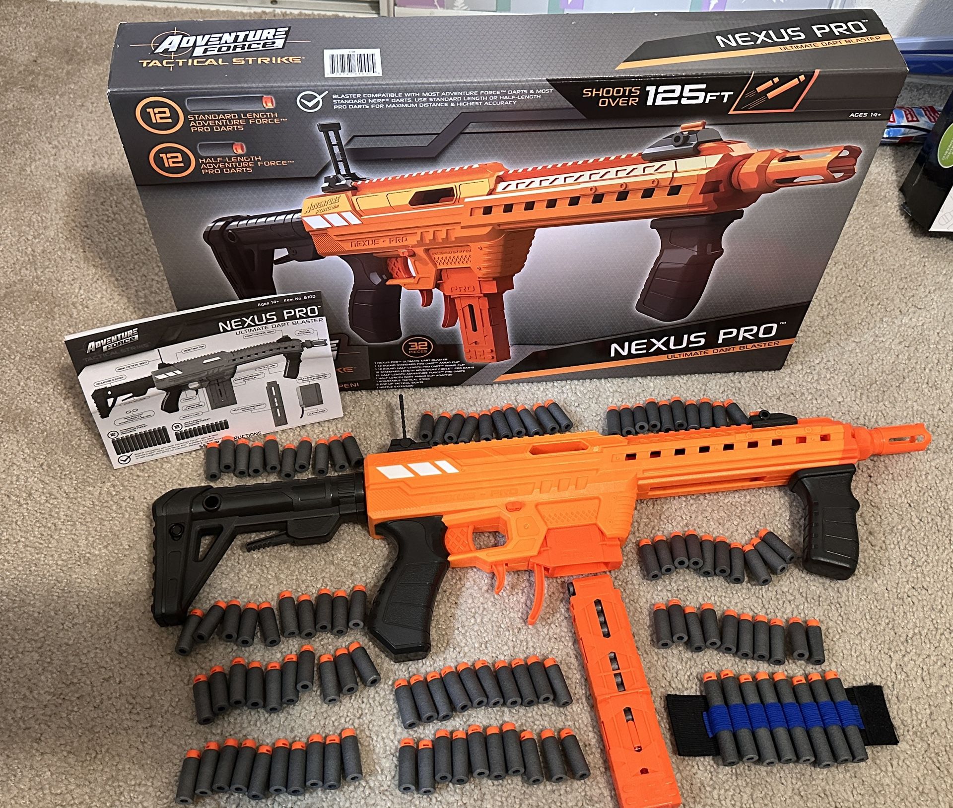 Adventure Force Nexus Pro Ultimate Dart Blaster 132 standard & half length darts