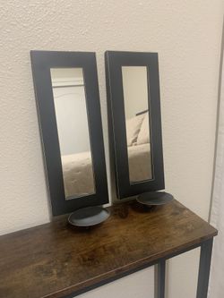 Metal Mirror Candle Holder Pair (Wall Hanging)